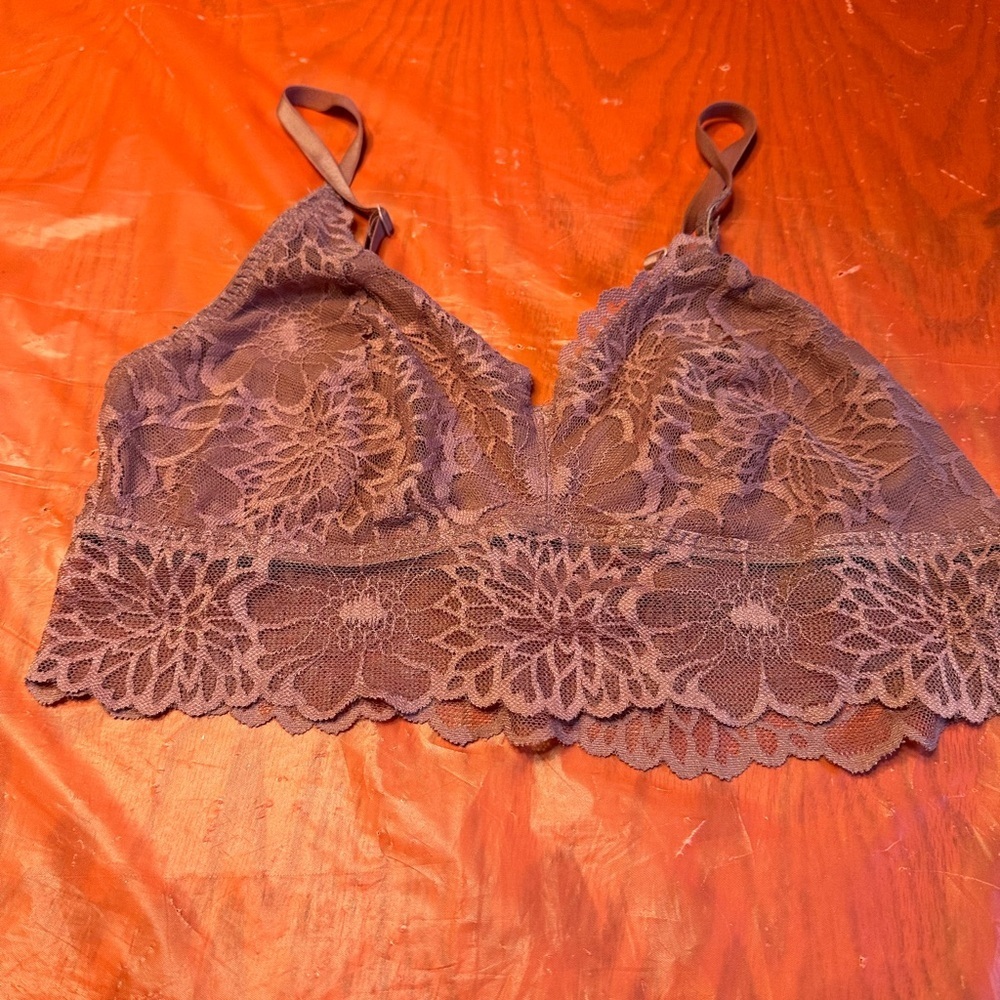 PINK Victoria's Secret Brown Lace Bralette